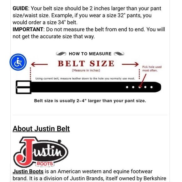 NWT $74 Justin Rough Diamond Studded Western Belt Brown Leather Women’s Size 30 - Picture 10 of 11